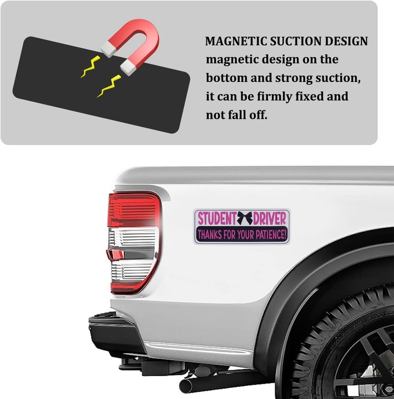 Stacool 2PCS Student Driver Magnet for Car,Reflective New Driver Sticker Cars Decorations for Safety Warning,Essential Please Be Patient Student Drivers Magnet Car Accessories - Image 4